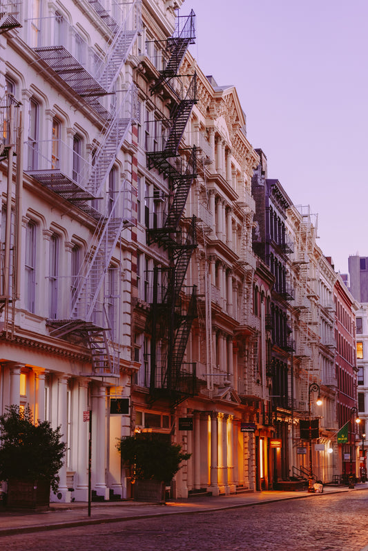 Empty SoHo street at sunset
