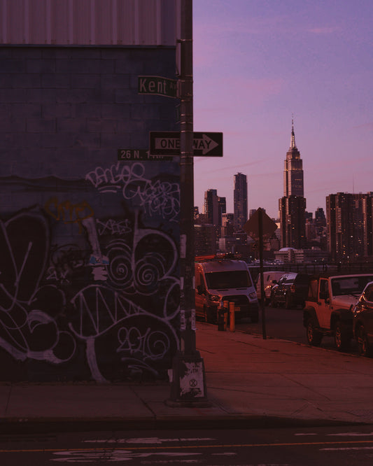 The Empire State Building from looking down a Brooklyn side street